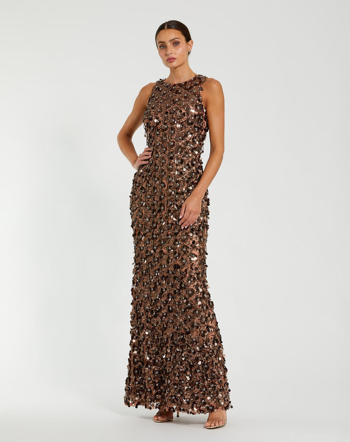Mac Duggal Women's Embellished Mesh Gown - Bronze - Size 2 Mac Duggal Women's Embellished Mesh Gown - Bronze - Size 2