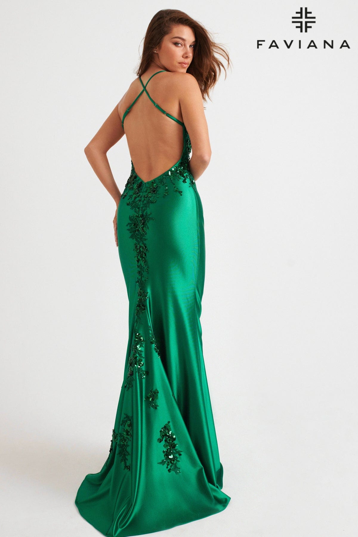 Faviana 11247 Long Prom Dress Dark Emerald / 0 Faviana 11247 Long Prom Dress Dark Emerald / 0