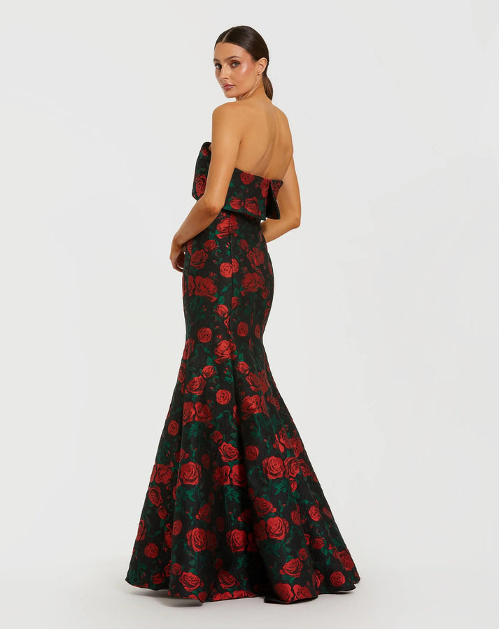 Mac Duggal Women's Floral Brocade Strapless Mermaid Gown - Black Multi