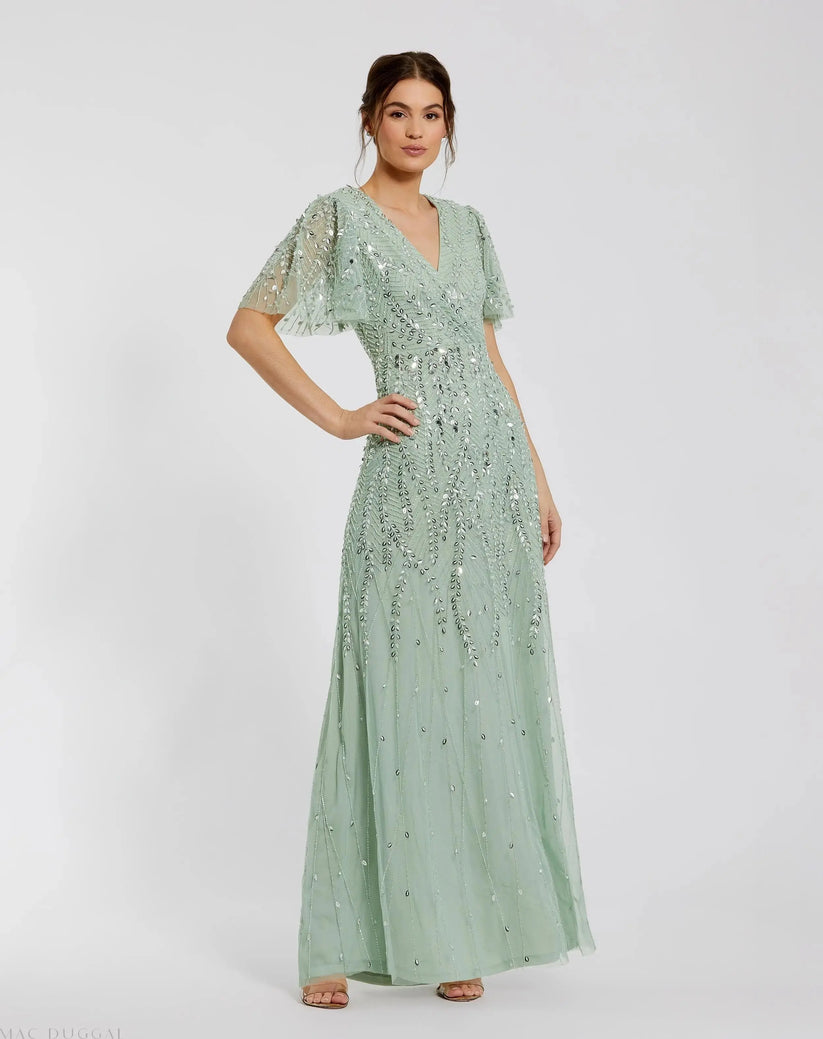 denim dress green Mac Duggal 49837 Dress