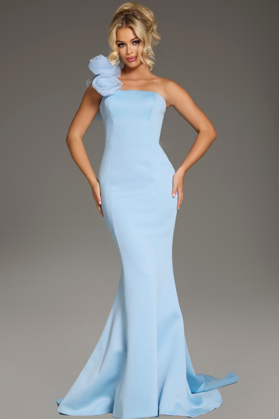 jovani blue mermaid dress 40201 22 / Light Coral perfect for your Spring Package Type:Luxe COL-LACE-2025 Womens Long Sleeve Button