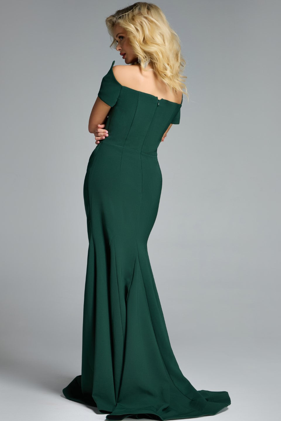 slim fit dress slacks JVN by Jovani - JVN62564 Embellished Lace Off-Shoulder Mermaid Dress 20 / Red main image 1