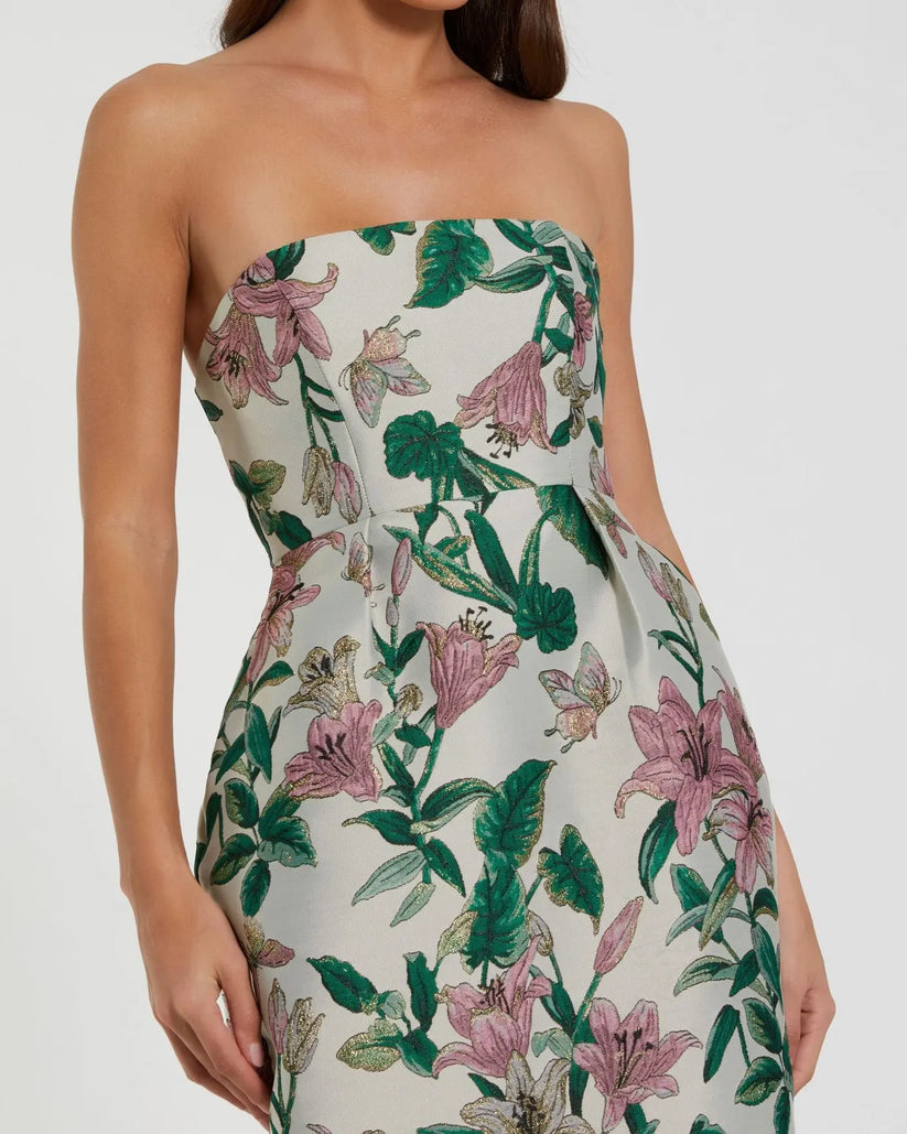 Mac Duggal Women's Floral Brocade Strapless Midi-Dress - Lily