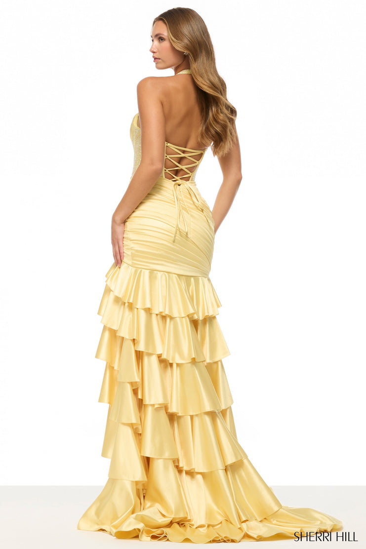 periwinkle and gold dress Sherri Hill 57702 0 / Navy Black Mesh Strappy Ruched masha dress Cotton Voile Size:3.5