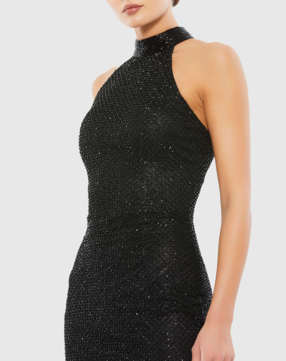 Mac Duggal Women's Embellished Halter Cocktail Dress - Black - Size 12 Mac Duggal Women's Embellished Halter Cocktail Dress - Black - Size 12
