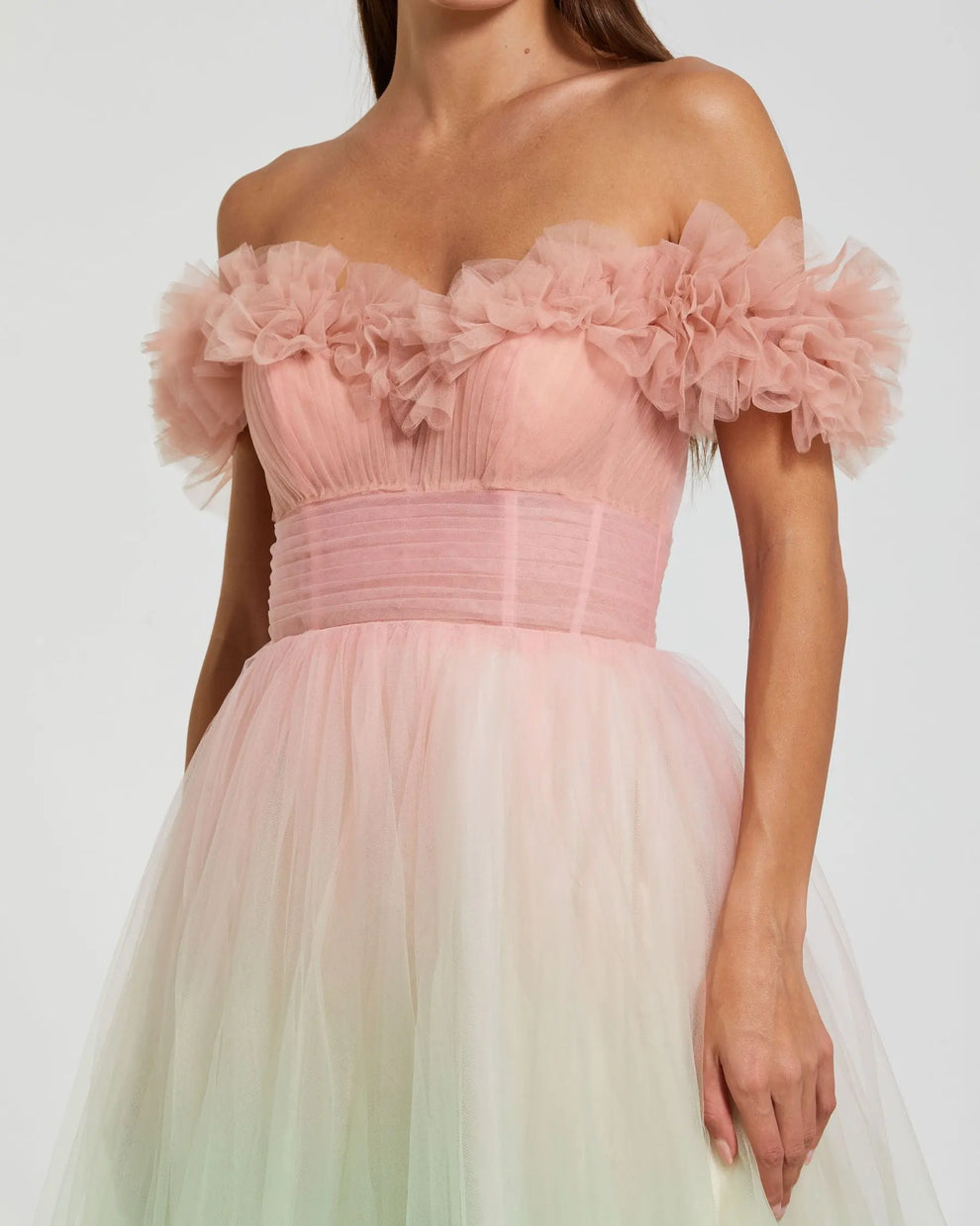 strapless open back dress Long Prom Ruffled Dress by Mac Duggal 67911 main image 1