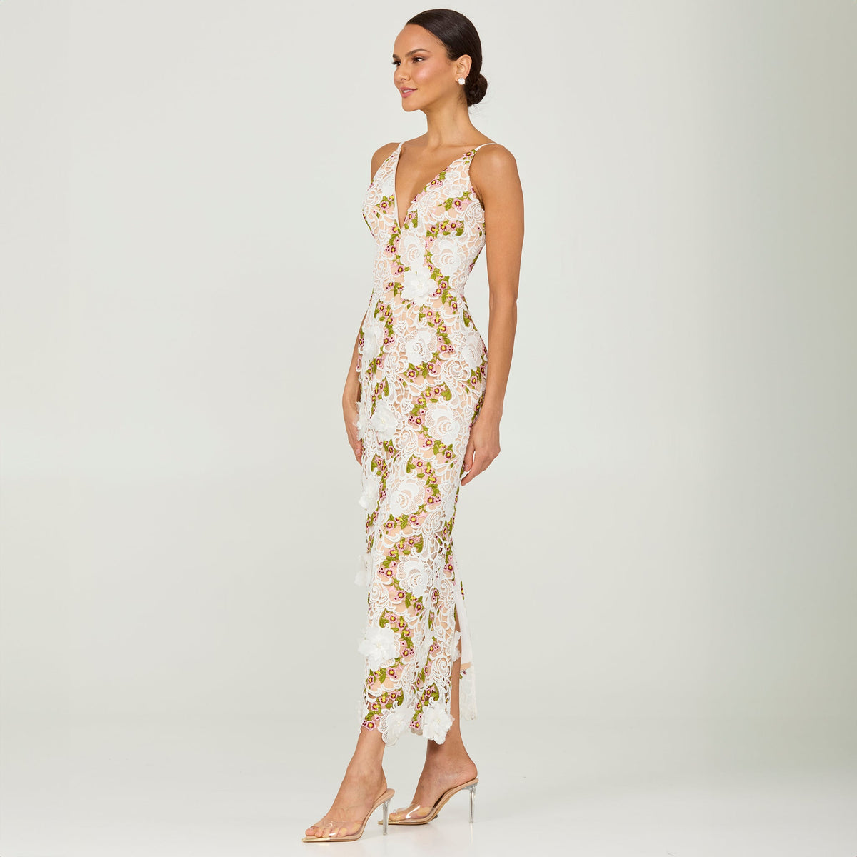 helsi norah sequin dress HELSI Norah Sequin Deep V-Neck Applique Gown