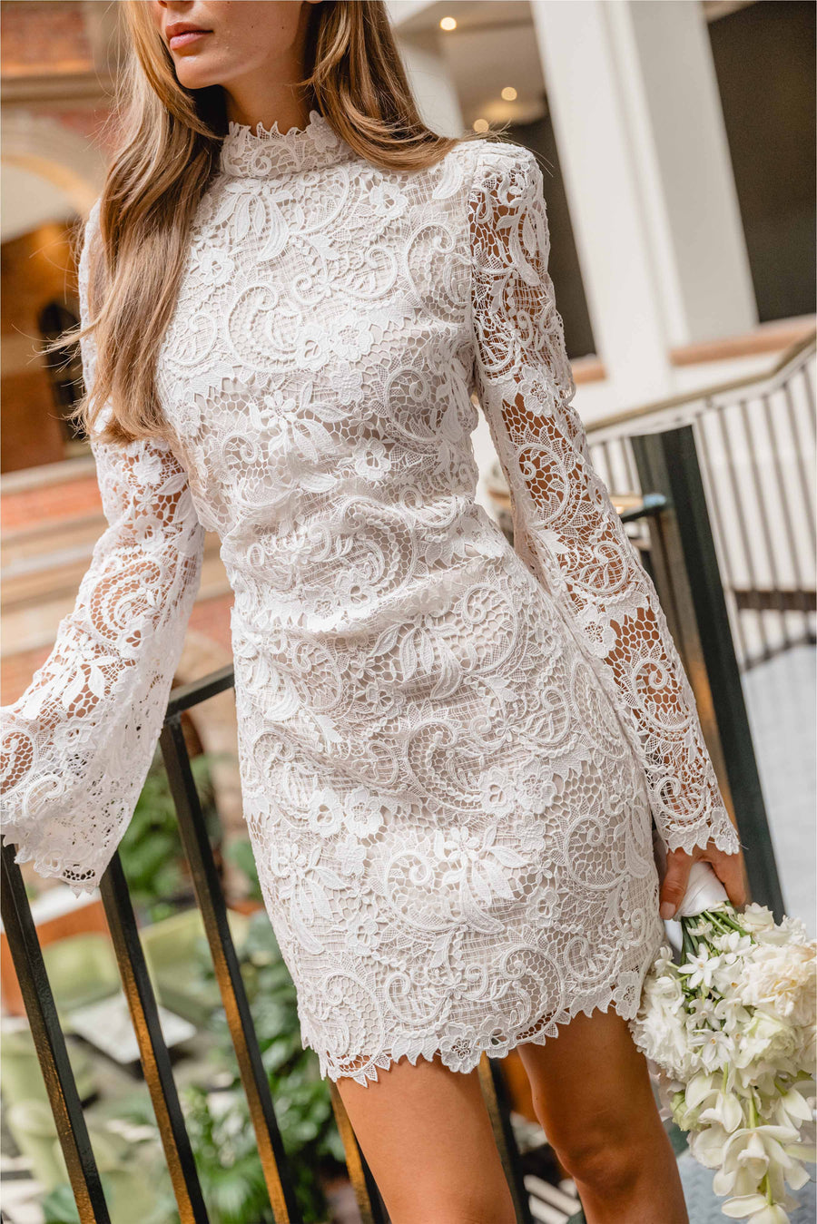 elliatt white lace dress Elliatt Delphi Embroidered Lace Midi Dress in White Bridal Wedding Ready