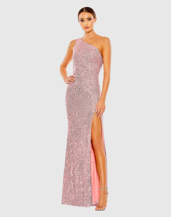 mac duggal sequin draped-back dress Mac Duggal 26331 Sequin Drape Back Trumpet Gown Sz 14 Bronze