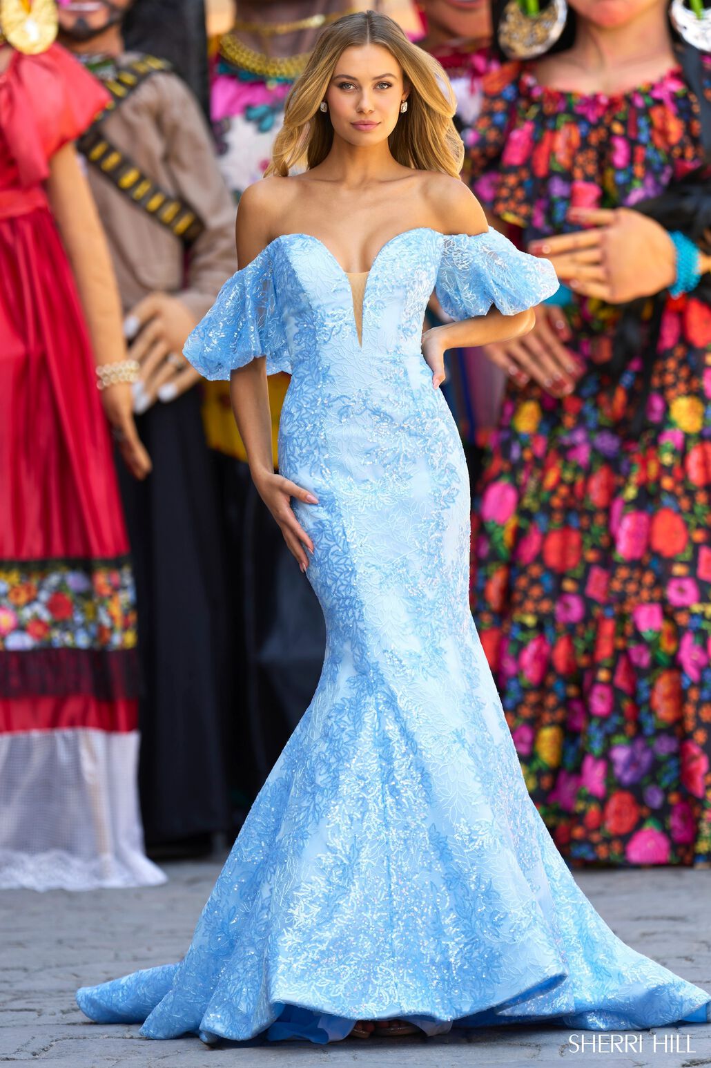 sherri hill blue mermaid dress