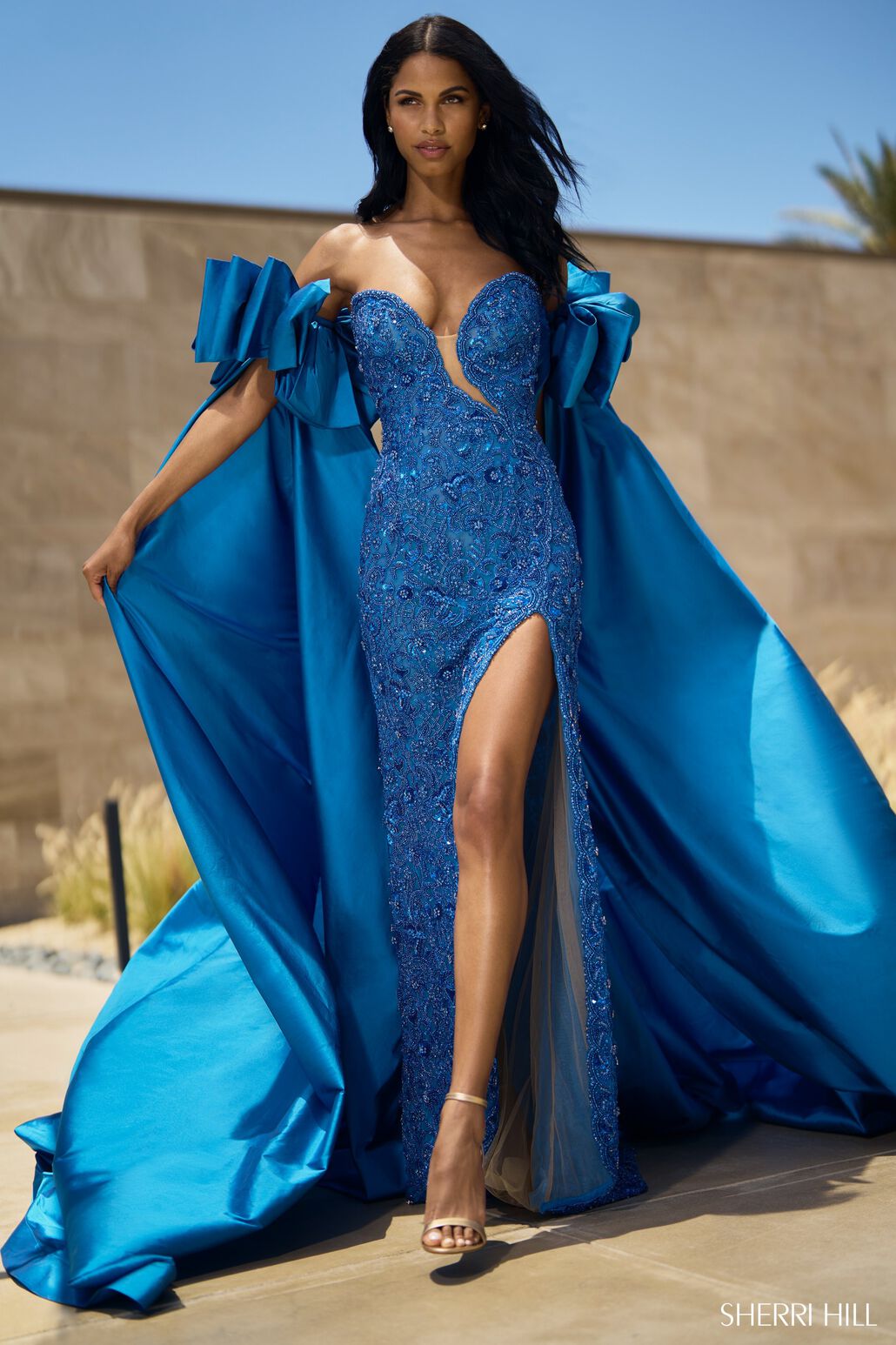 Sherri Hill Taffeta Cape 55971 Lilac / 0
