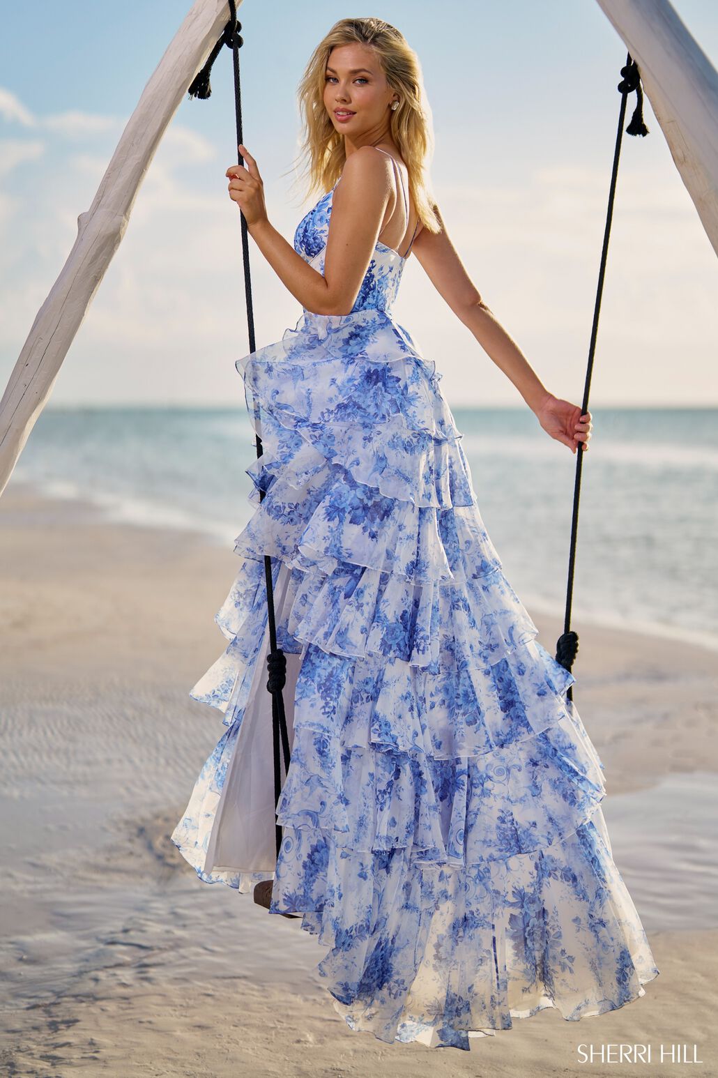 Sherri Hill Ruffle Long Dress 56098
