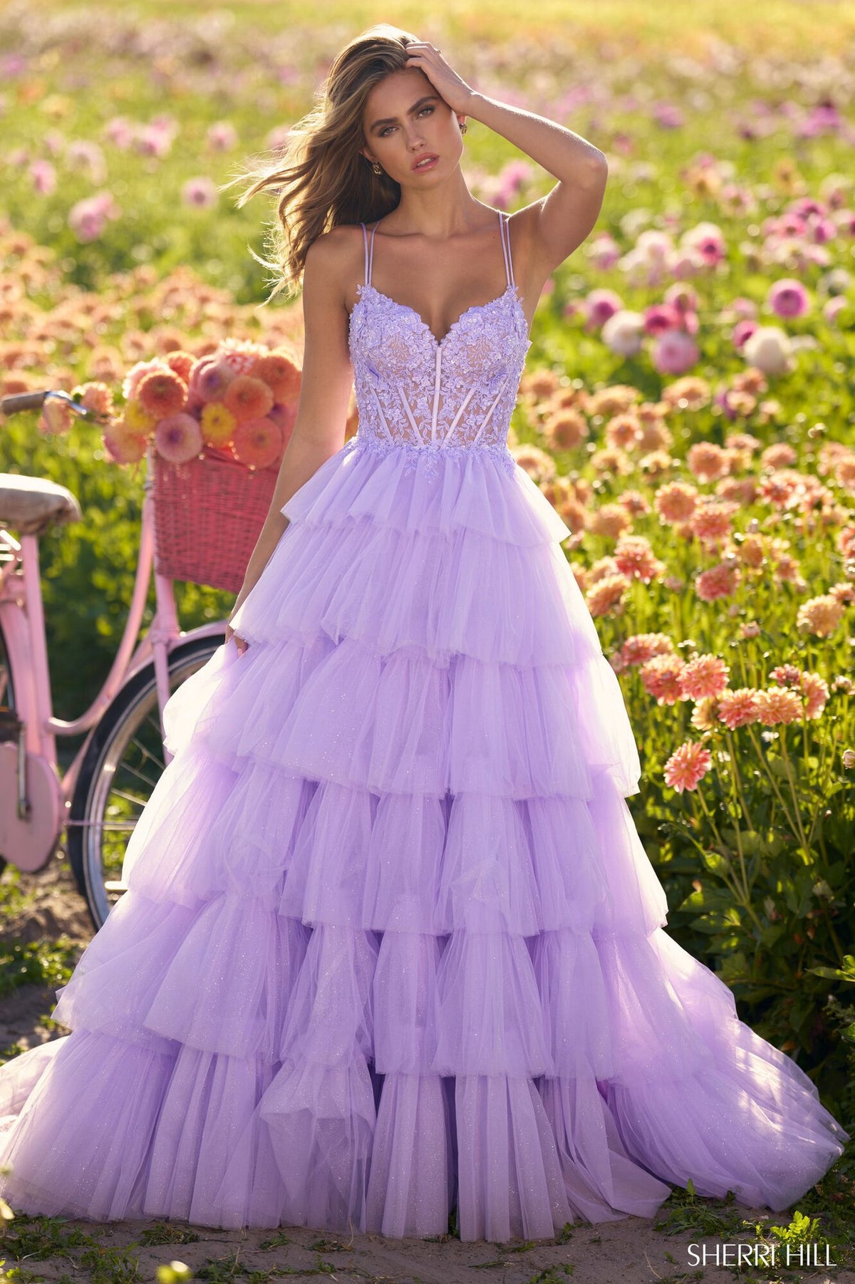 sherri hill purple prom dress 56192 6 / Red Make a statement in Modern Fit Ruffle Detail catholic modesty Select Size:L