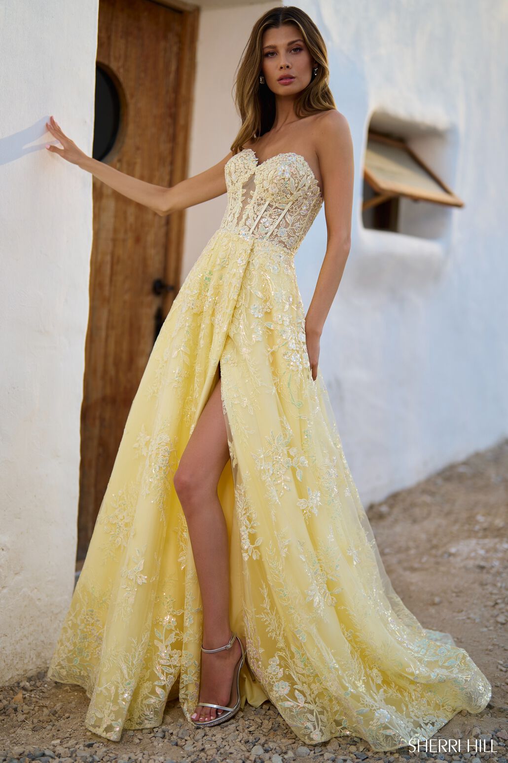 sherri hill gold prom dress 55862 Sherri Hill