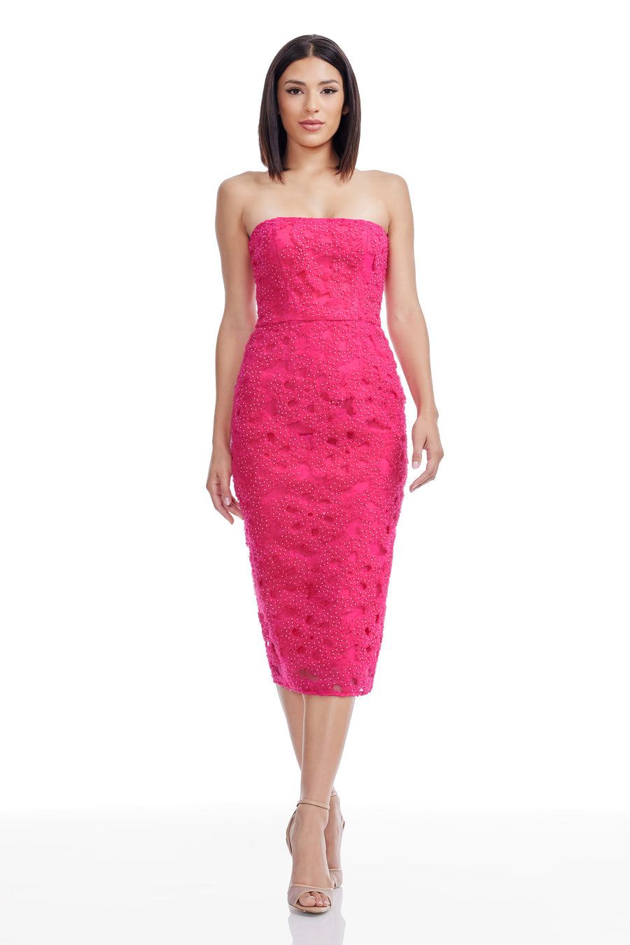Dress The Population Viviana Strapless Dress - Hot Pink