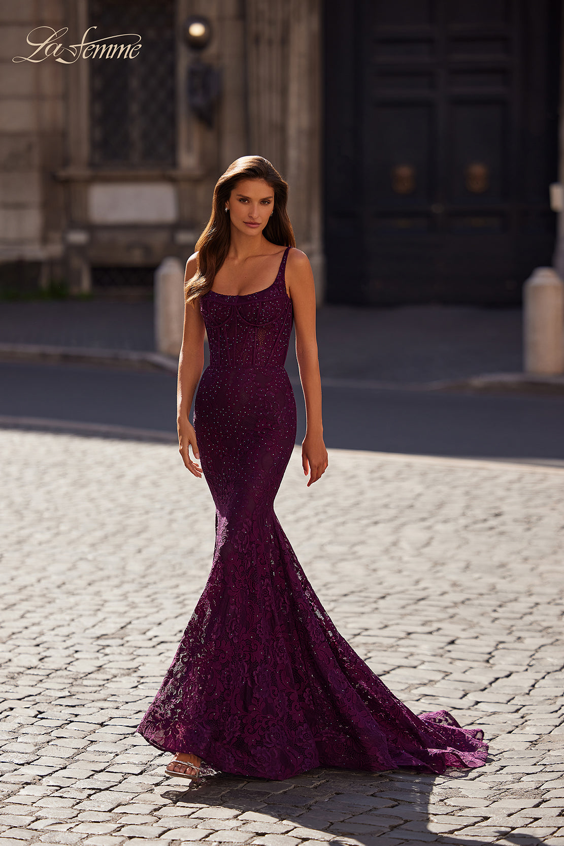 la femme dark berry prom dress La Femme 33551 16 / Marine Blue