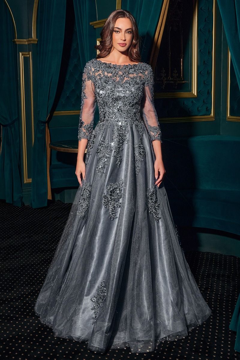 evening dresses and ball gowns Ladivine J883 – Mia Bella The Label YD2-32A Sheer Boned Bodice Size:UW16W Free people Jill's Navy