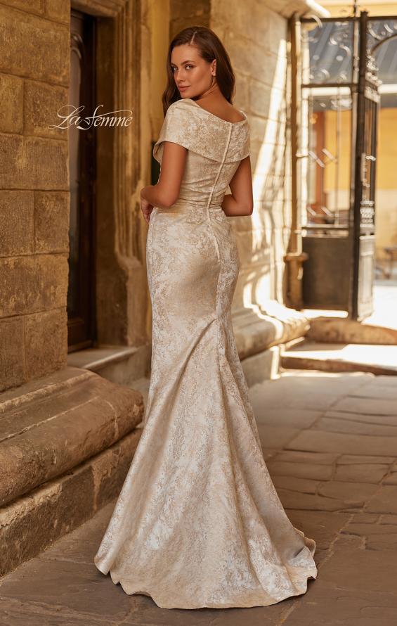 green emerald velvet dress La Femme - Strapless Long Gown with Shimmering Sheer Side 15985 main image 0