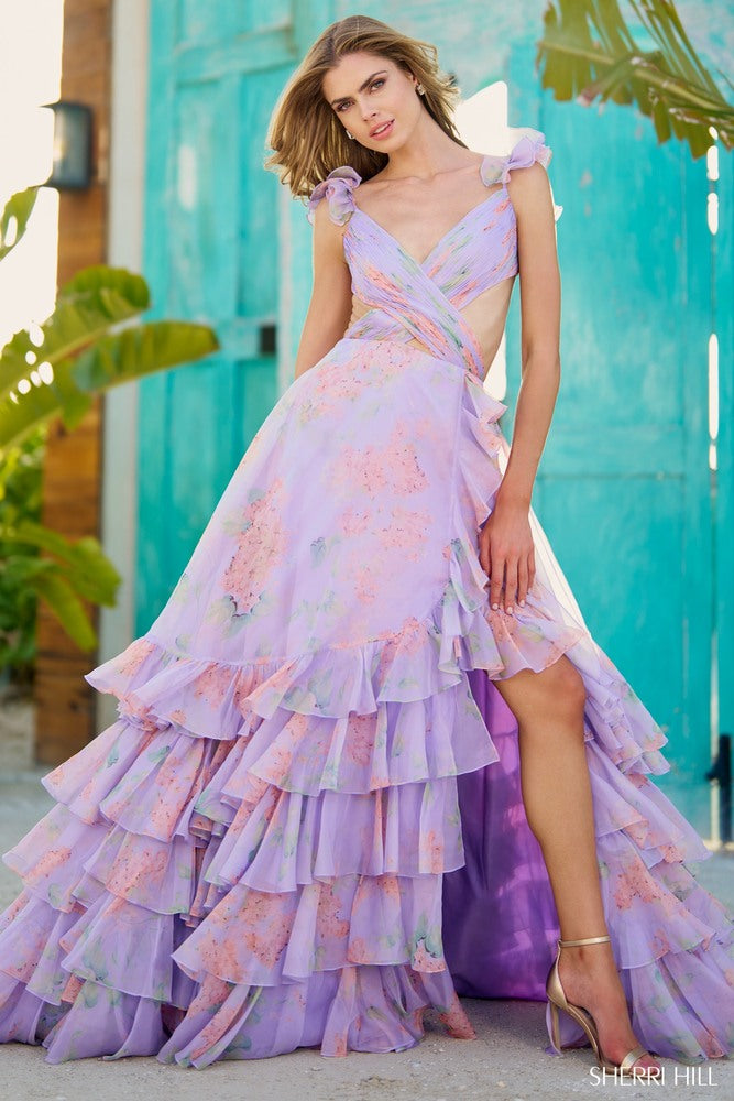 purple sherri hill dress Sherri Hill 57629 Breathtaking Strapless Prom A-line with Slit