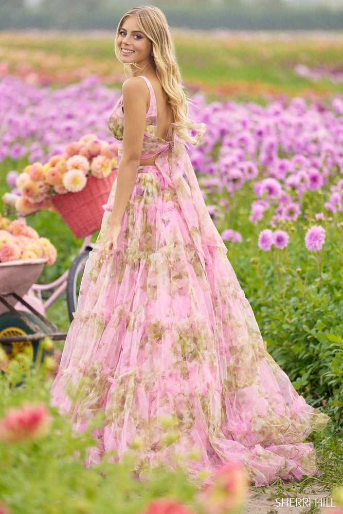 Sherri Hill 56342 Prom Dress - Light-Pink-Print | NewYorkDress