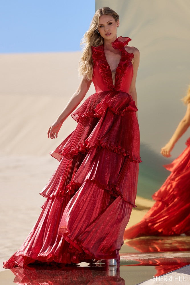sherri hill red silk dress Sherri Hill 55380