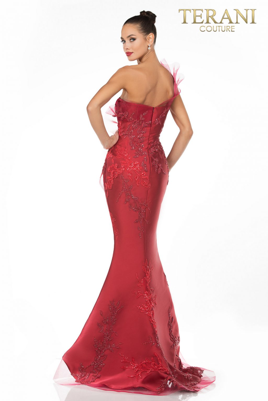Terani Couture 1911E9095 Elegant Fitted Gown Wine / 4