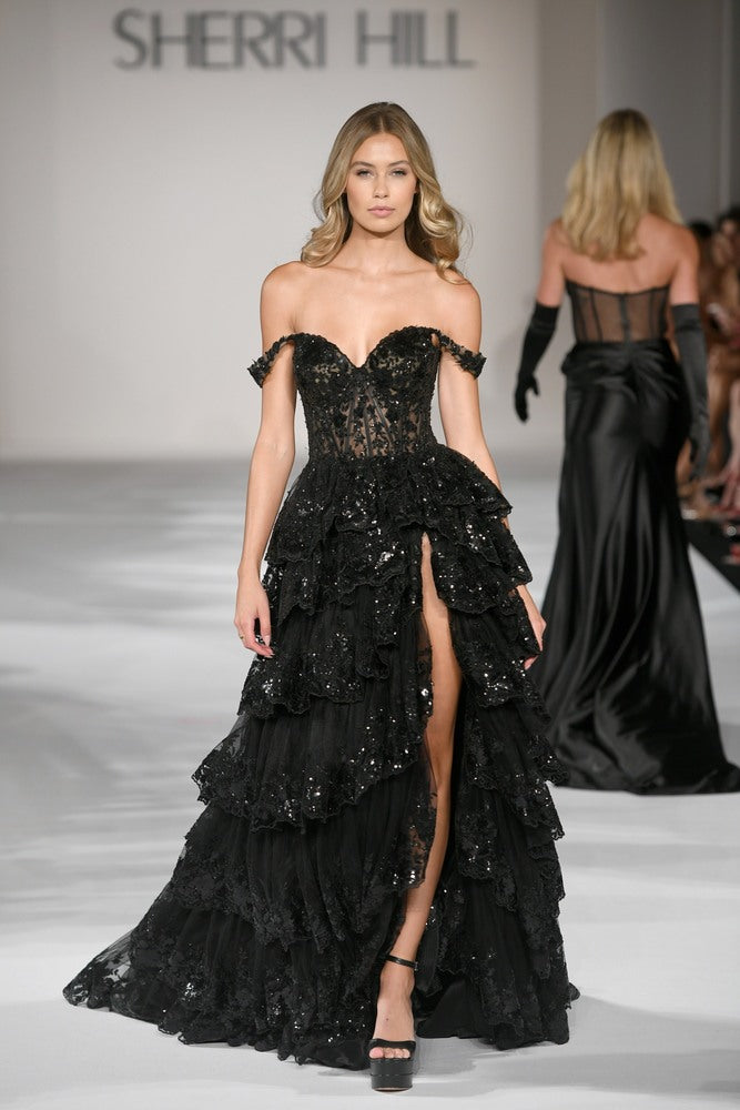 sherri hill black one shoulder dress SHERRI HILL Prom gowns now in stock! Sherri Hill 52554 Bridal Elegance