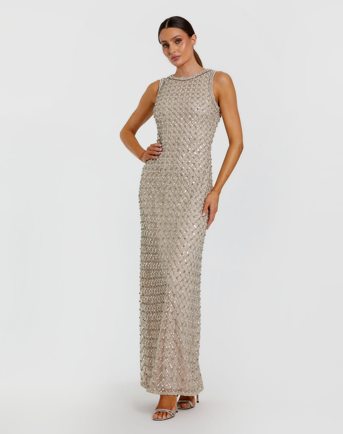Mac Duggal 10129 - Silver Nude