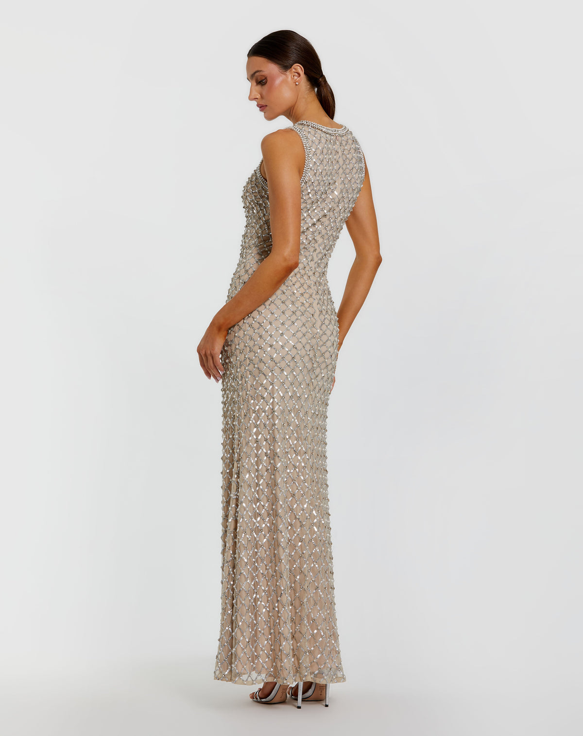 Mac Duggal 10129 - Silver Nude