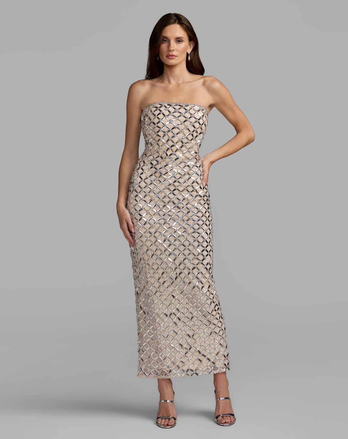 Mac Duggal 10200 - Nude Silver