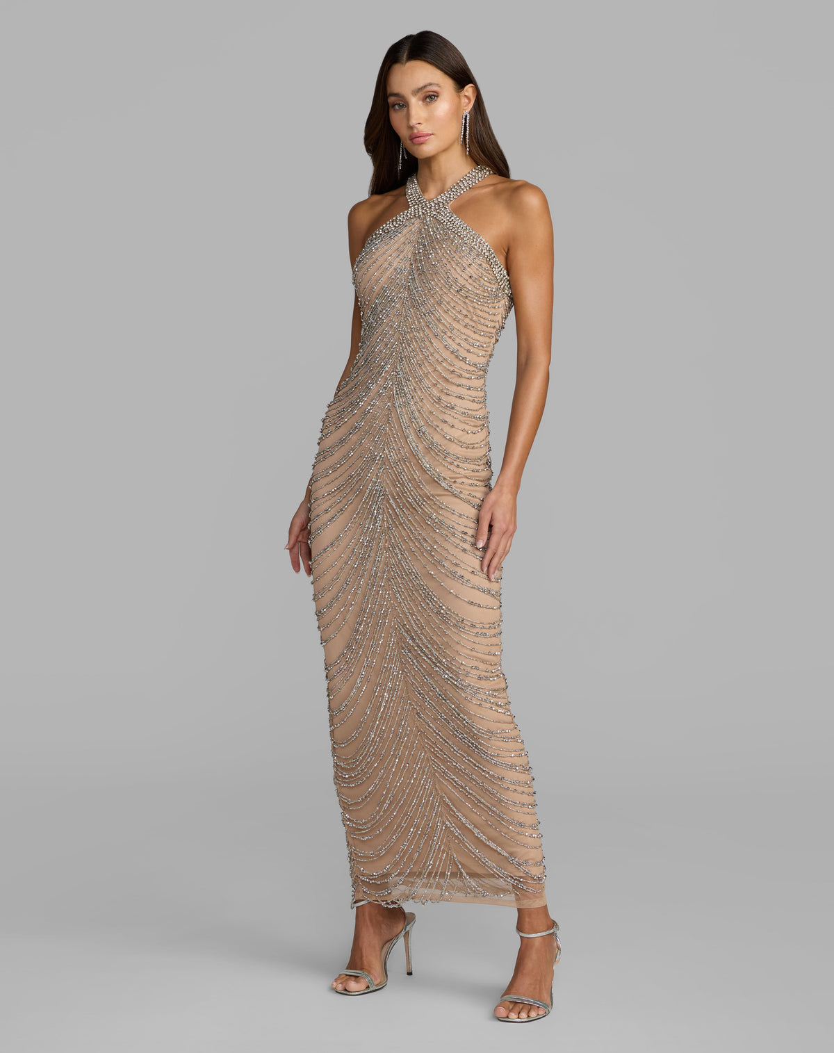 Mac Duggal 10206 - Nude Silver