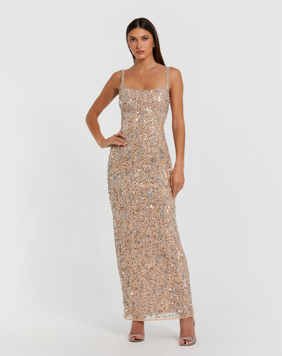 Mac Duggal 10696 - Nude Silver