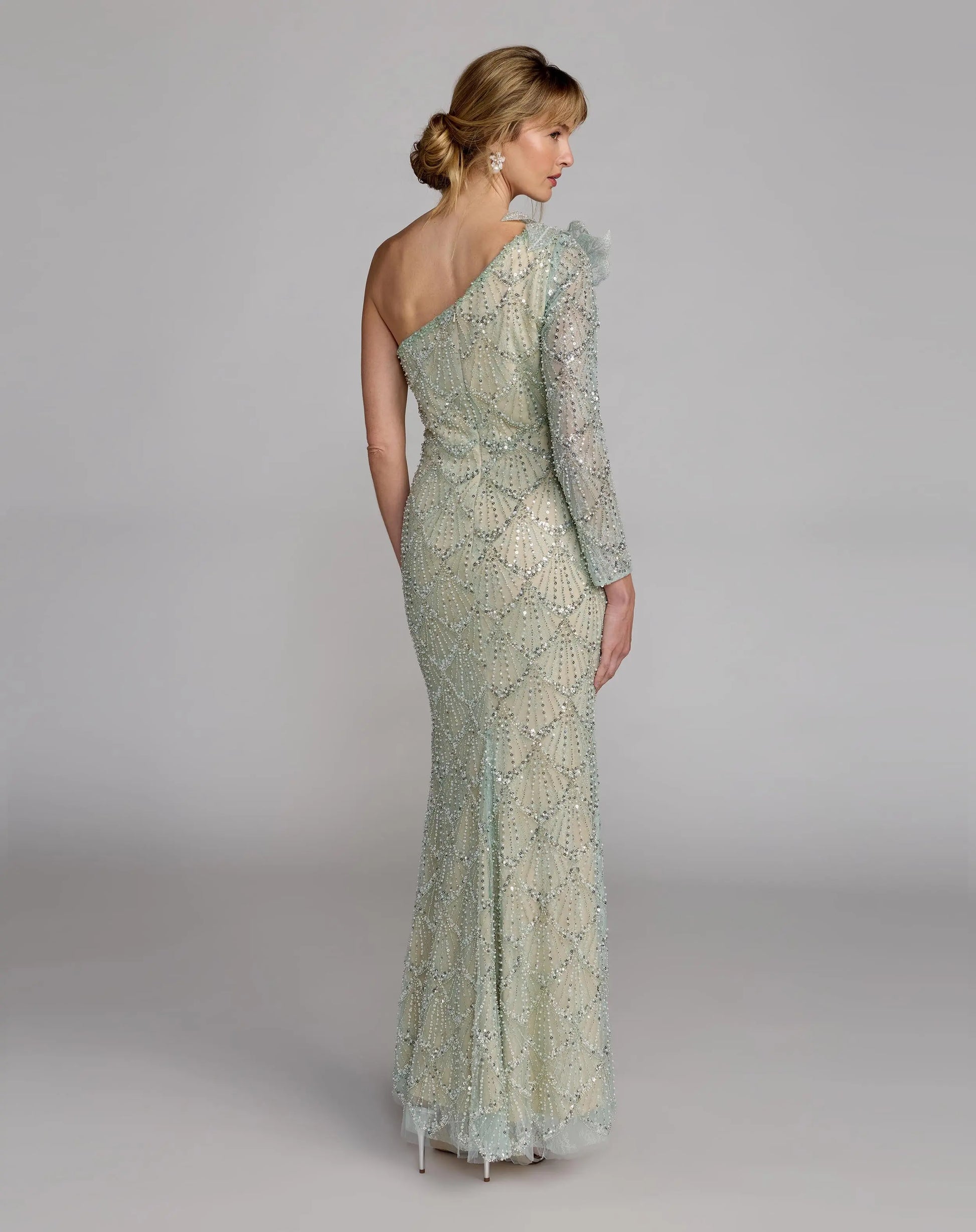 マックドゥガル　macduggal フラワー　グリーン　ベルスリーブ　ドレス Mac Duggal 21203 – Mia Bella The Label