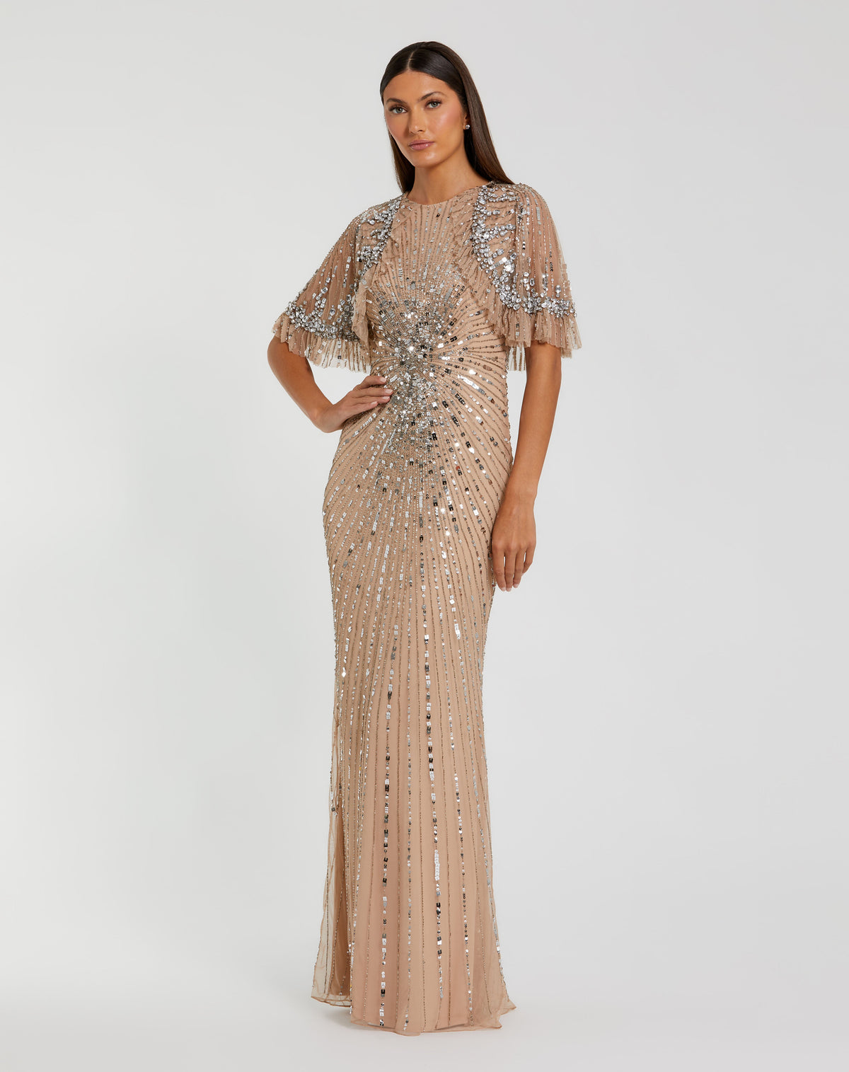 Mac Duggal 23044 - Nude Silver