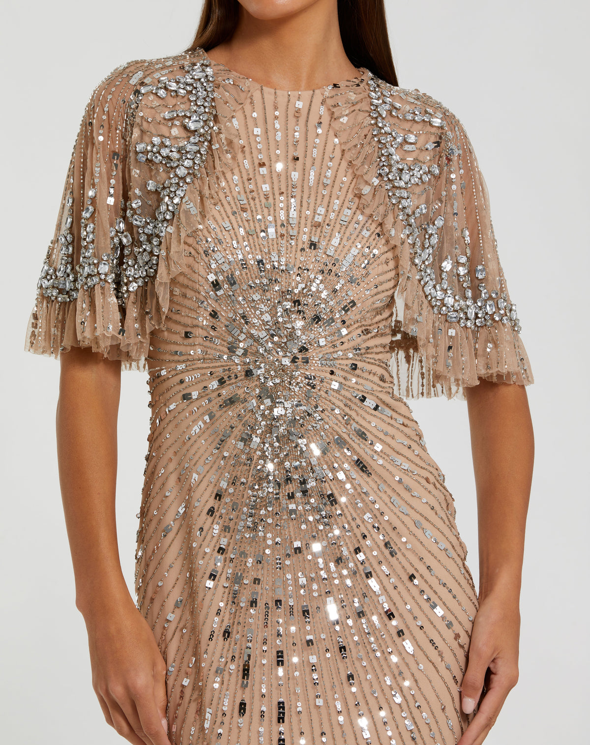 Mac Duggal 23044 - Nude Silver