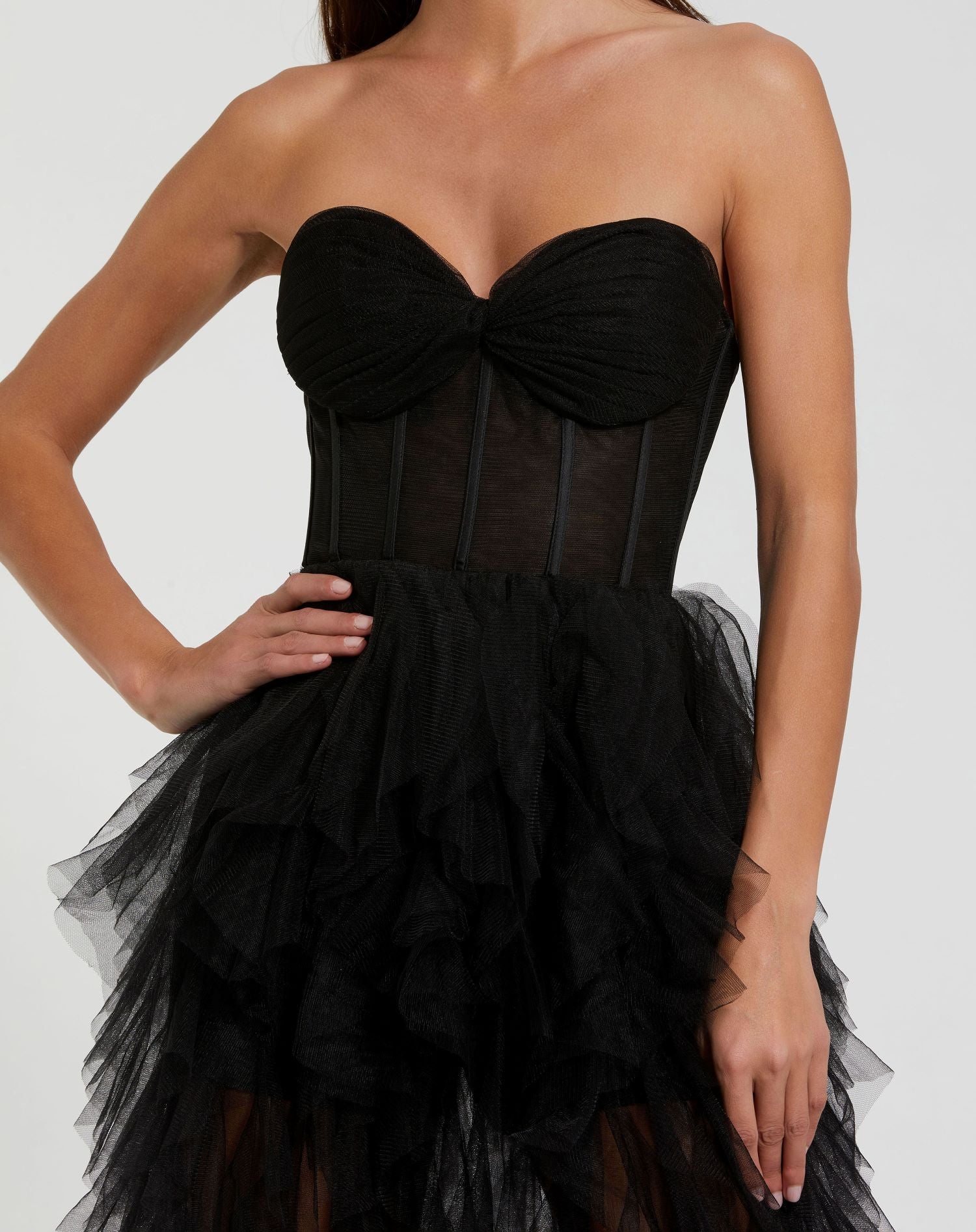 mac duggal corset dress Mac Duggal Women's Strapless Sweetheart Jersey Gown - Black