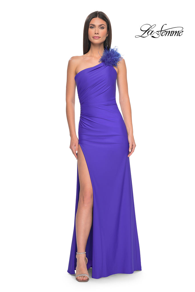 La femme one hot sale shoulder jersey gown