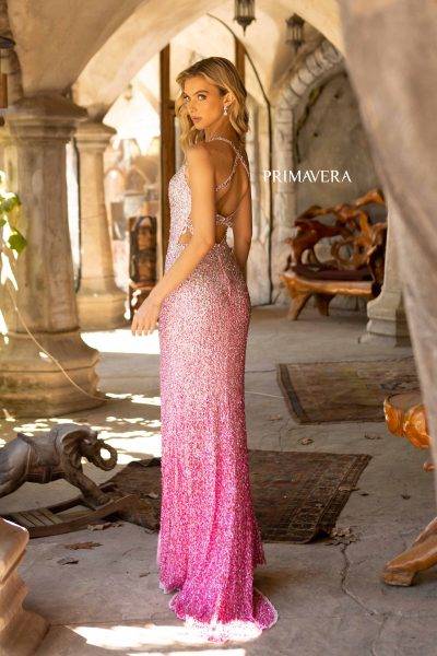 pink ombre sequin dress Alyce Paris 61734