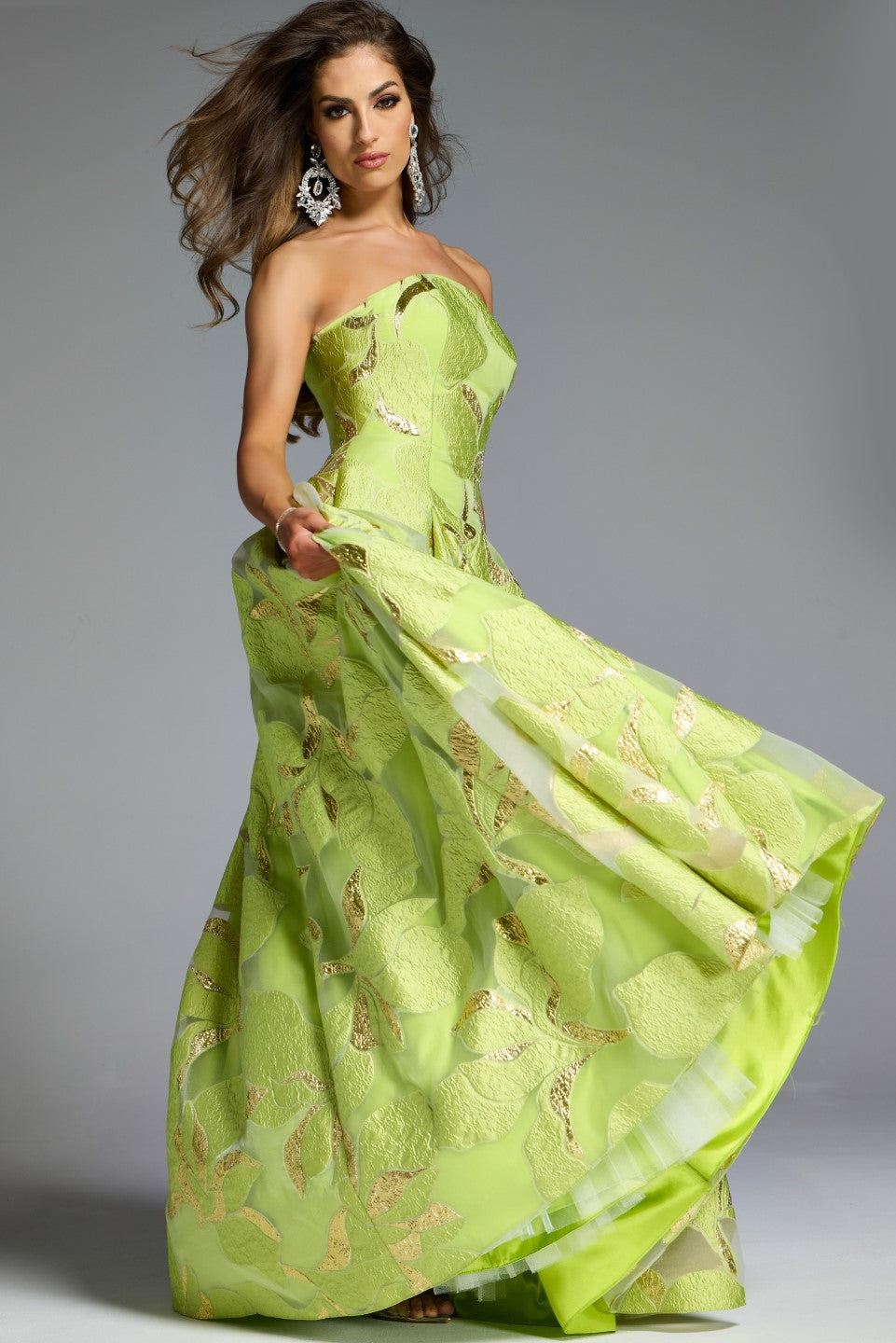 jovani green strapless dress Jovani 43338 Sequin Strapless Gown with Side Slit B Chic Fashions