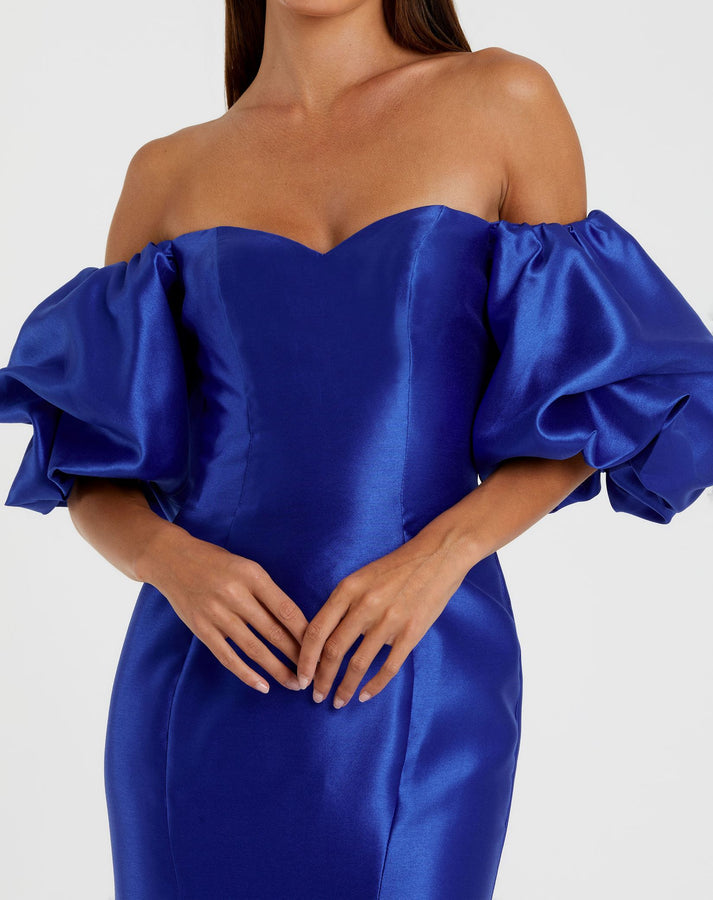 Mac Duggal - Black Sweetheart Off The Shoulder Puff Sleeve Gown - US 2 Mac Duggal - Black Sweetheart Off The Shoulder Puff Sleeve Gown - US 2