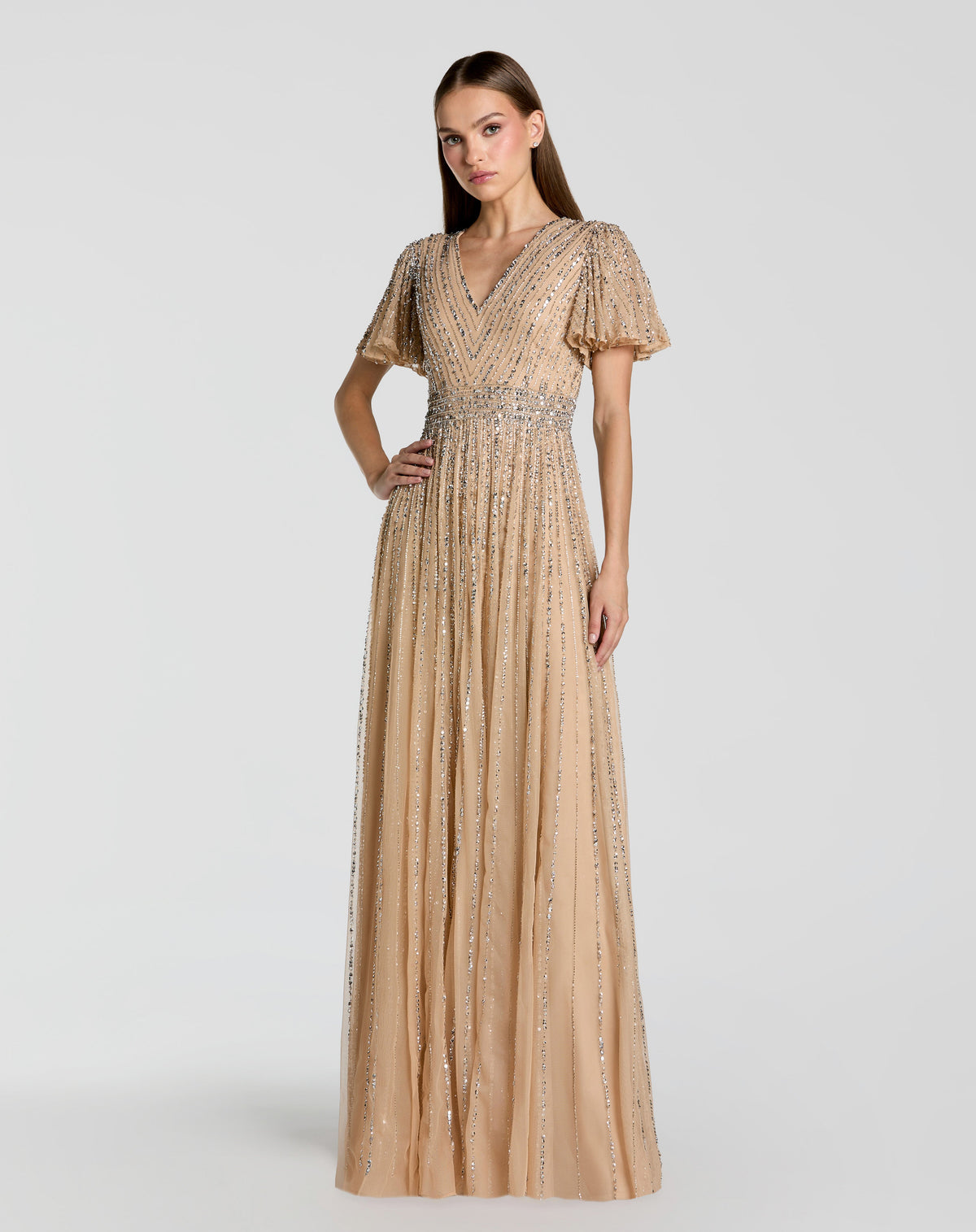 Mac Duggal 5713 - Nude Silver