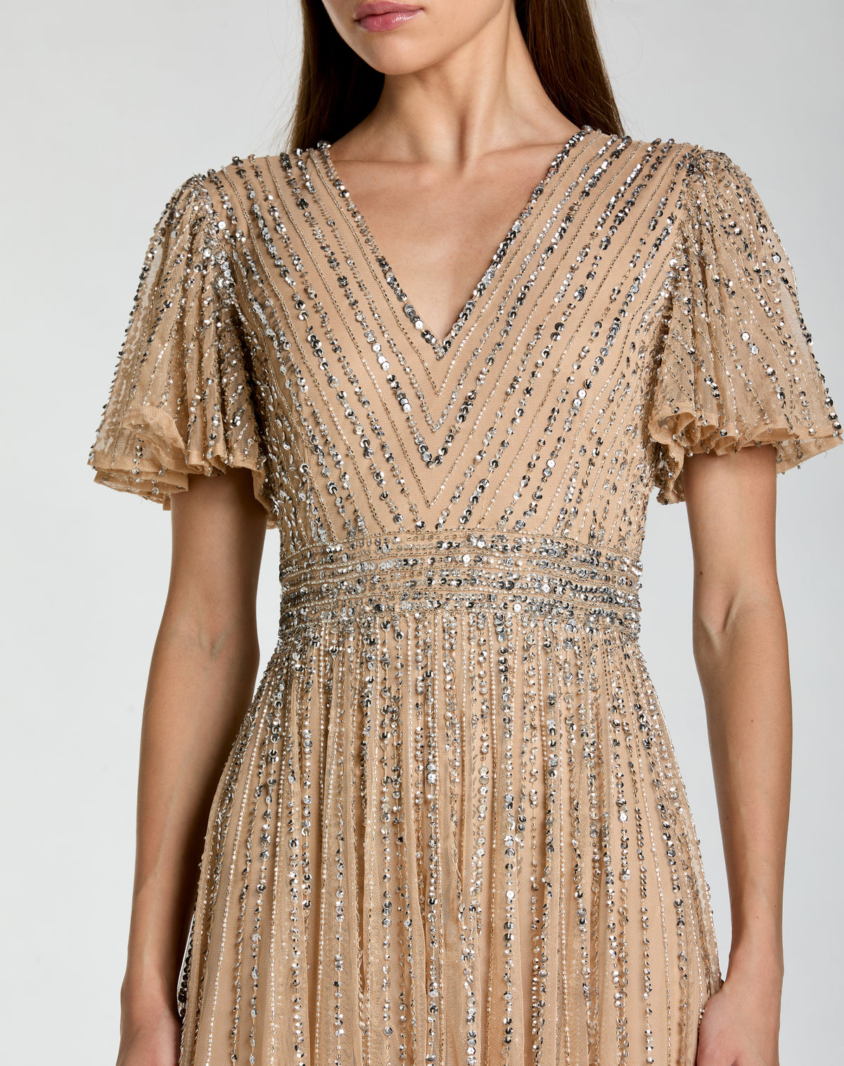 Mac Duggal 5713 - Nude Silver