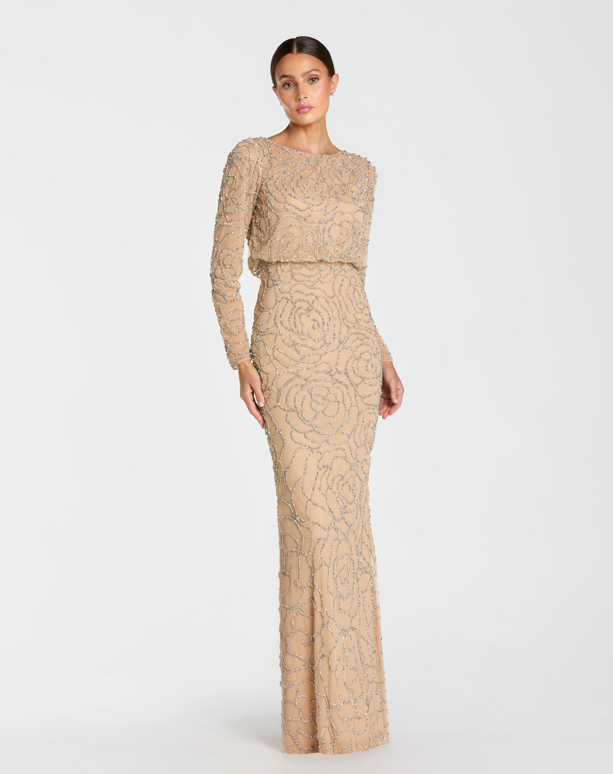 Mac Duggal 6189 - Nude Silver