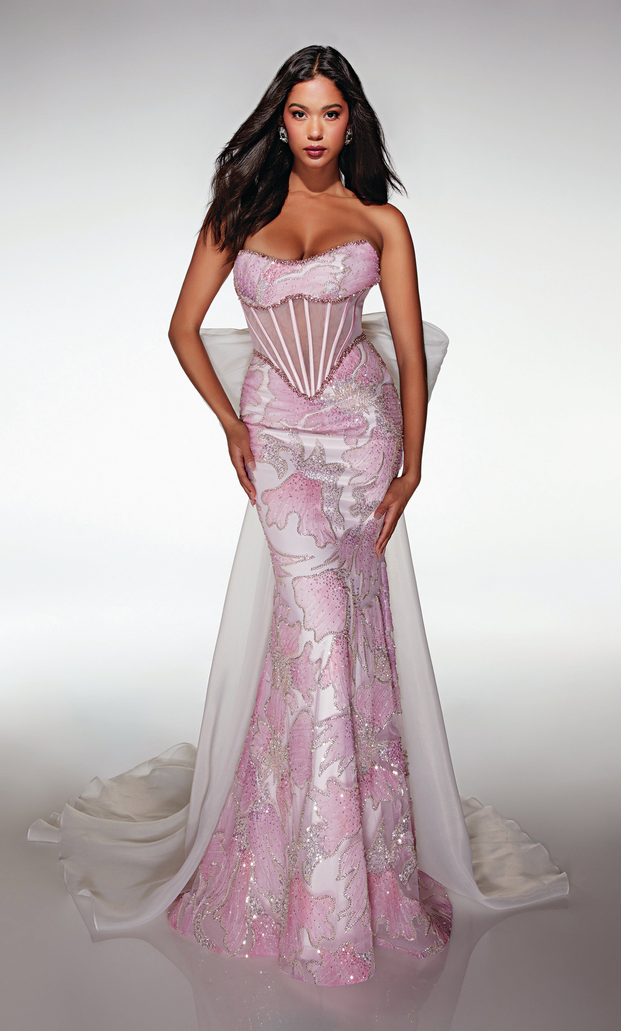 Alyce 62187 Long Prom Dress Pink/White / 2 Alyce 62187 Long Prom Dress Pink/White / 2