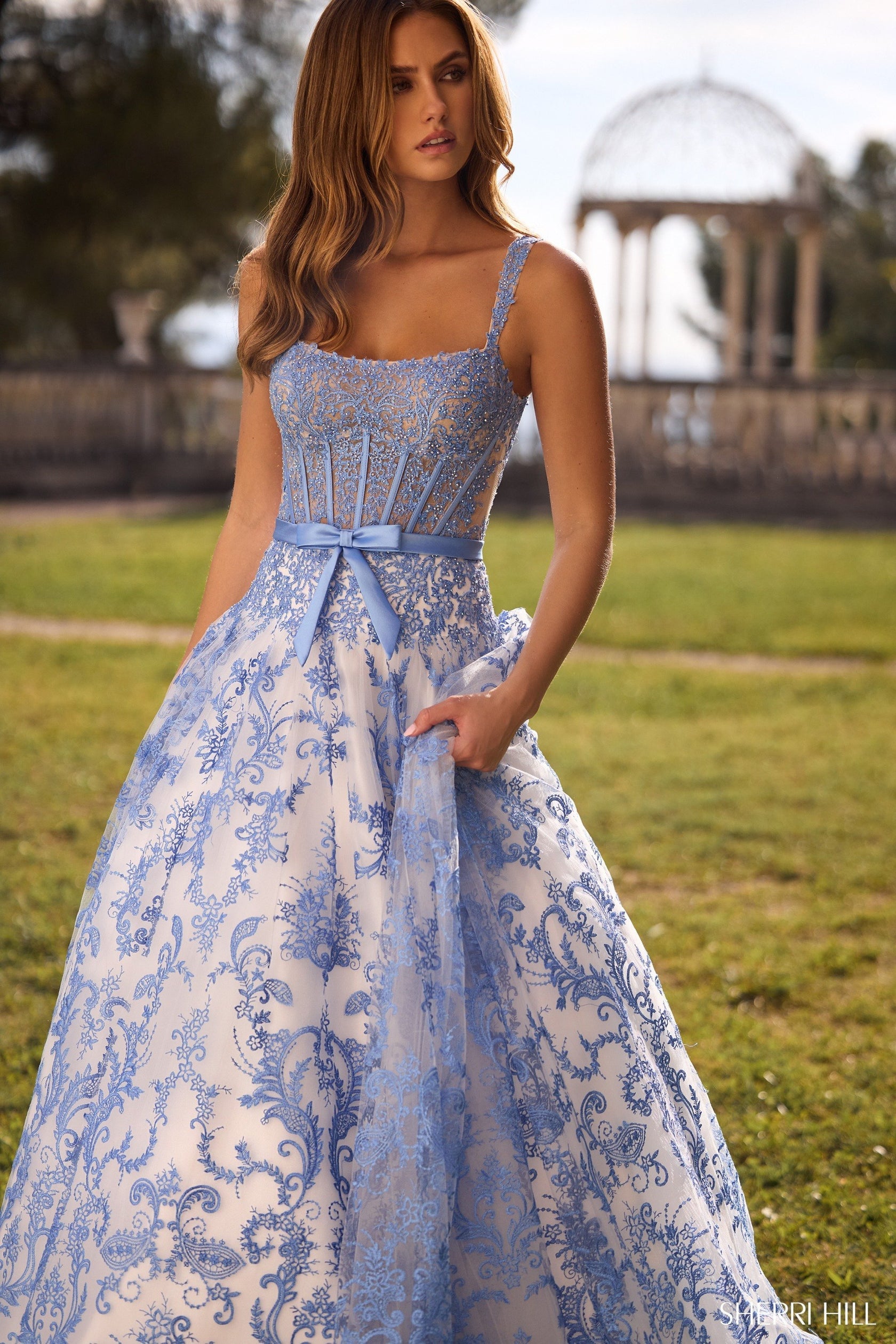 Sherri Hill 57058 Prom Dress - Ivory/Blue | NewYorkDress Sherri Hill 57058 Prom Dress - Ivory/Blue | NewYorkDress