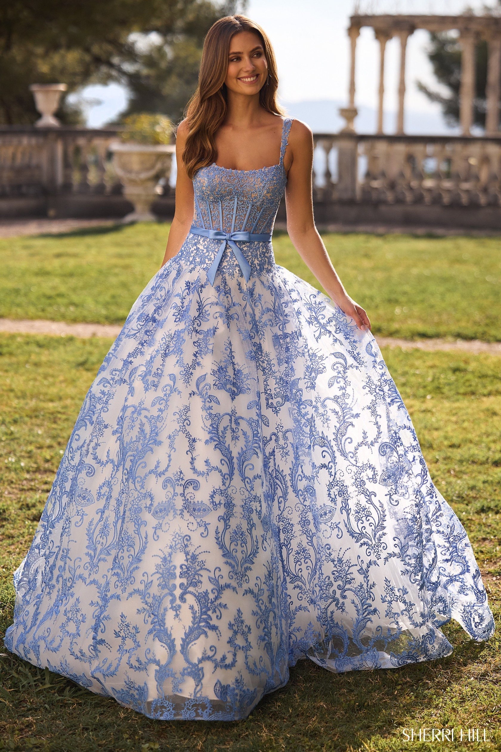 Sherri Hill 57058 Prom Dress - Ivory/Blue | NewYorkDress Sherri Hill 57058 Prom Dress - Ivory/Blue | NewYorkDress
