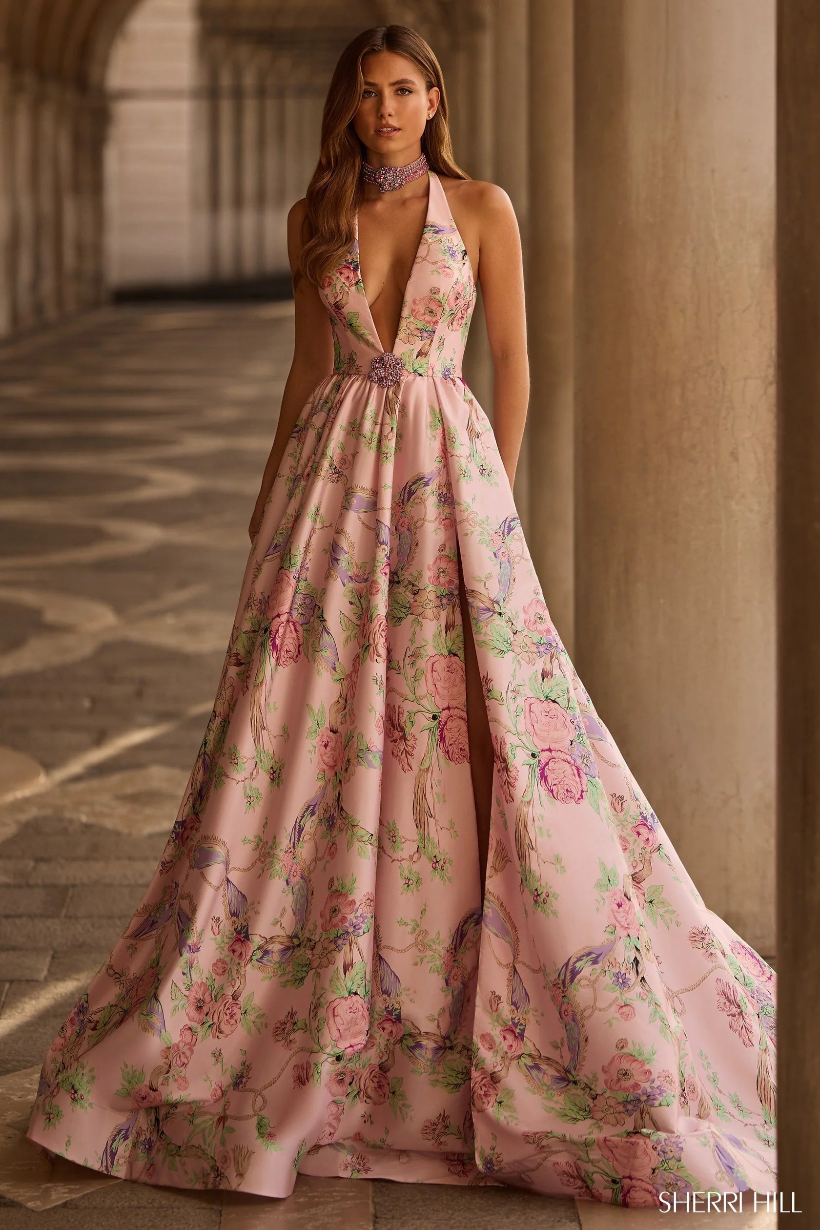 Sherri Hill 57600 6 / Light Pink Print