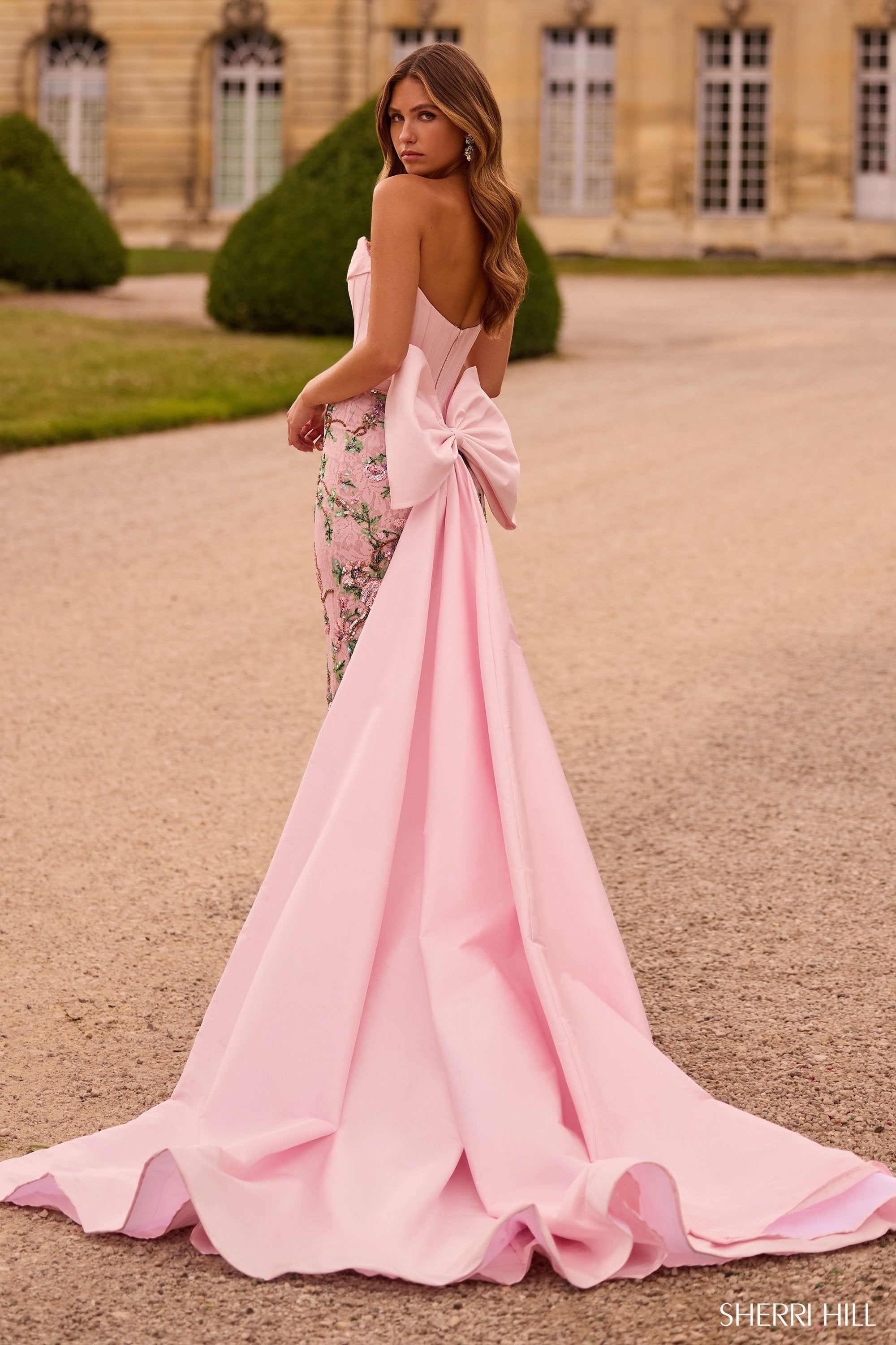 sherri hill pink bow dress Sherri Hill 57795 0 / Yellow Print