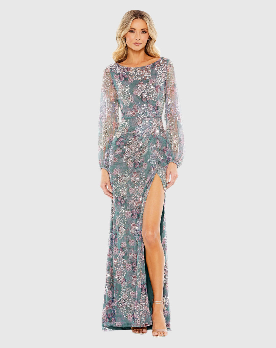【Mac Duggal】オフショルダーオンブルチュールボールガウン Multicolor Off The Shoulder Ombre Tulle Ballgown - Mac Duggal