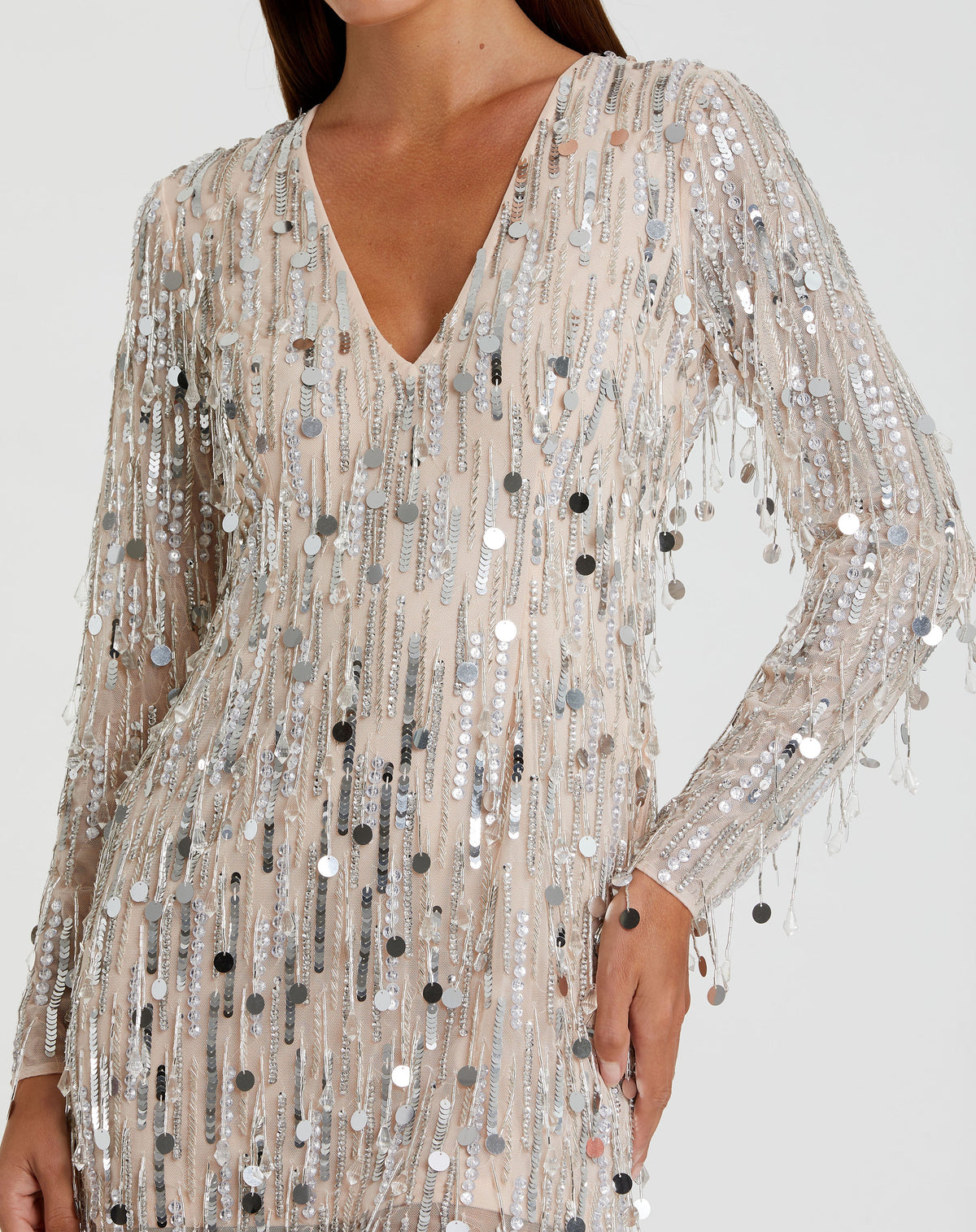 Mac Duggal 93850 - Nude Silver